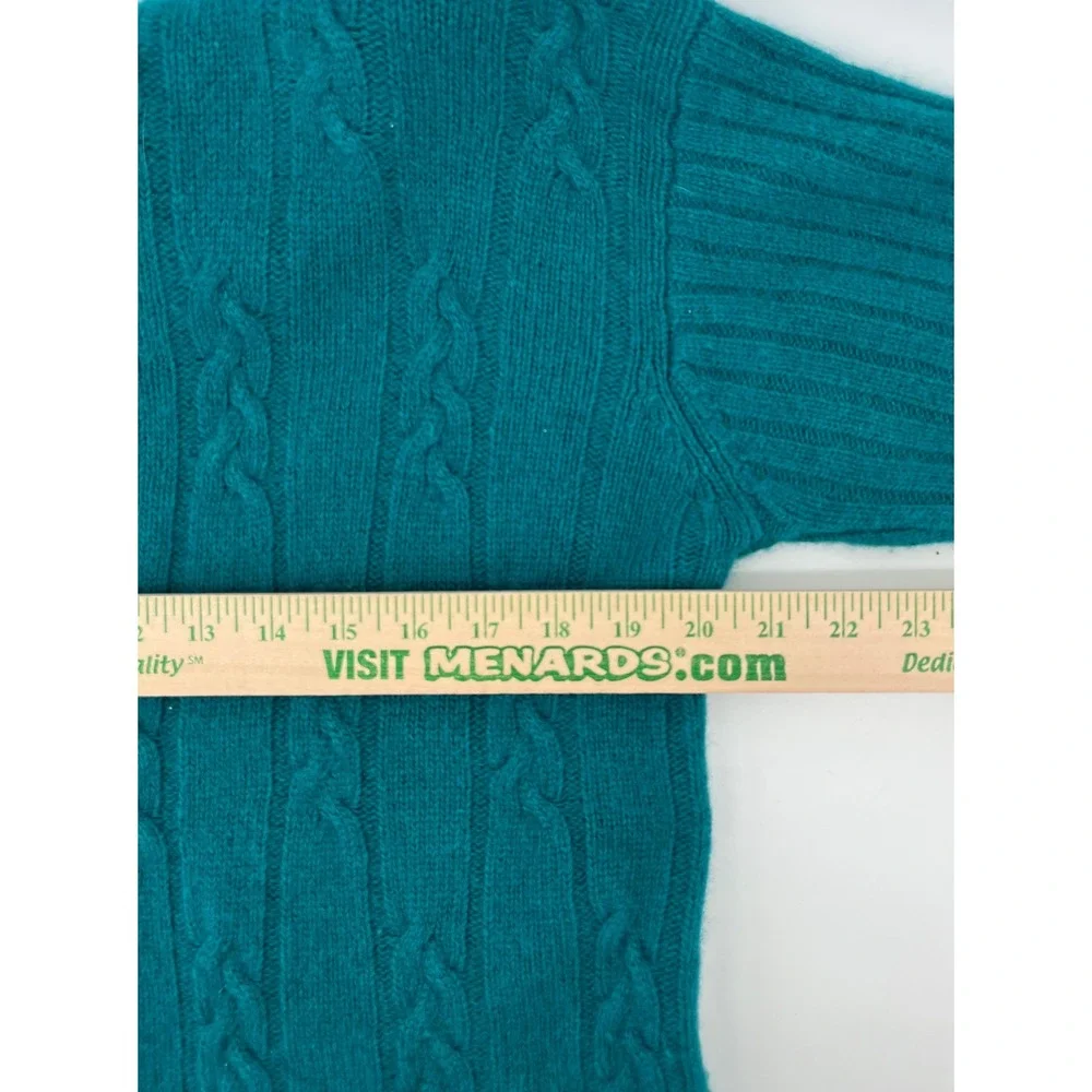 The Limited Teal Green‎ Lambswool Angora Cable Knit Mock Neck Sweater Womens M